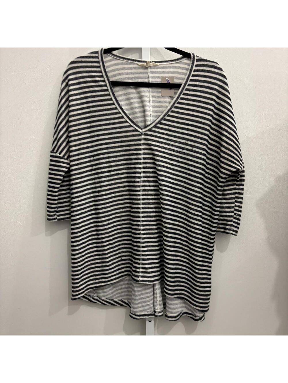 Striped V-Neck Oversized Sweater